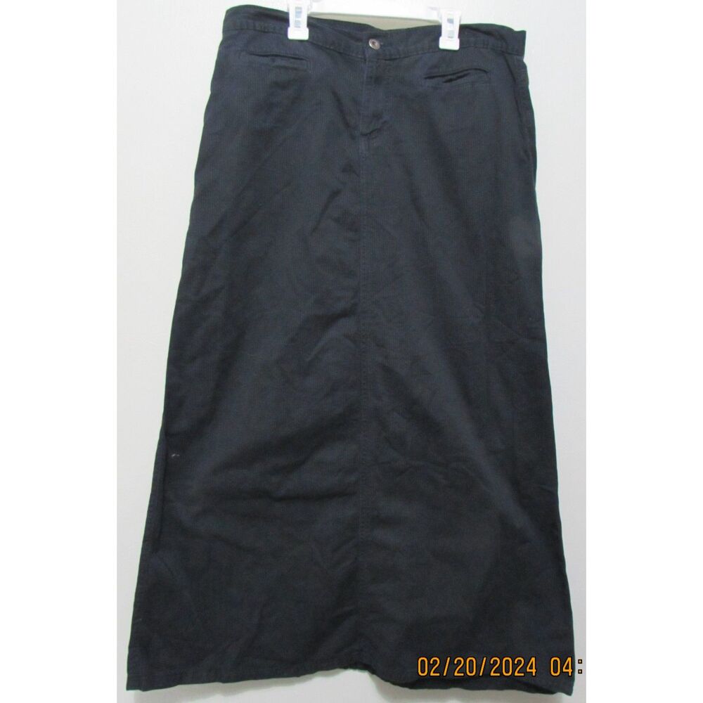 HOLLYWOOD THE JEAN PEOPLE COTTON MAXI SKIRT SIZE 32 (14/15) BLACK W/ PINSTRIPES